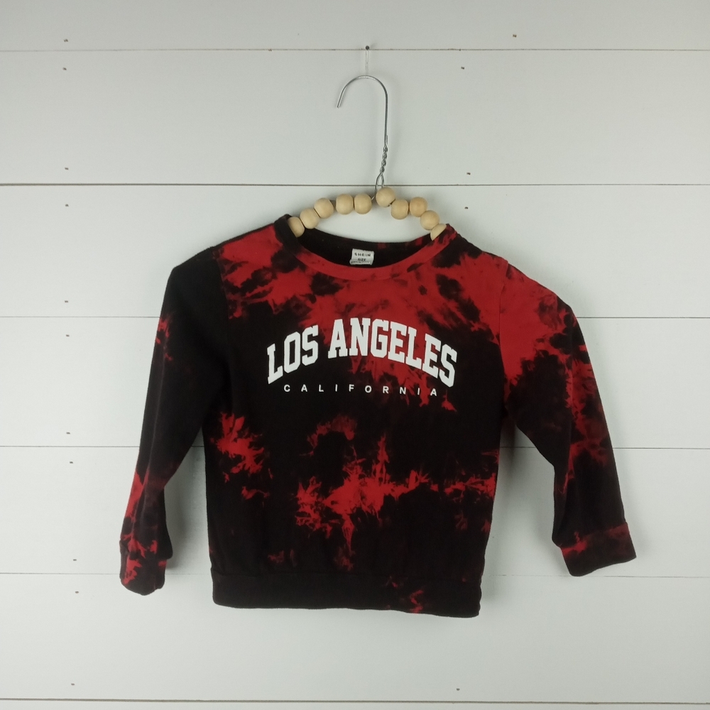 SHEIN boys size 4 red and black tie dye Los Angeles CA design top long sleeve